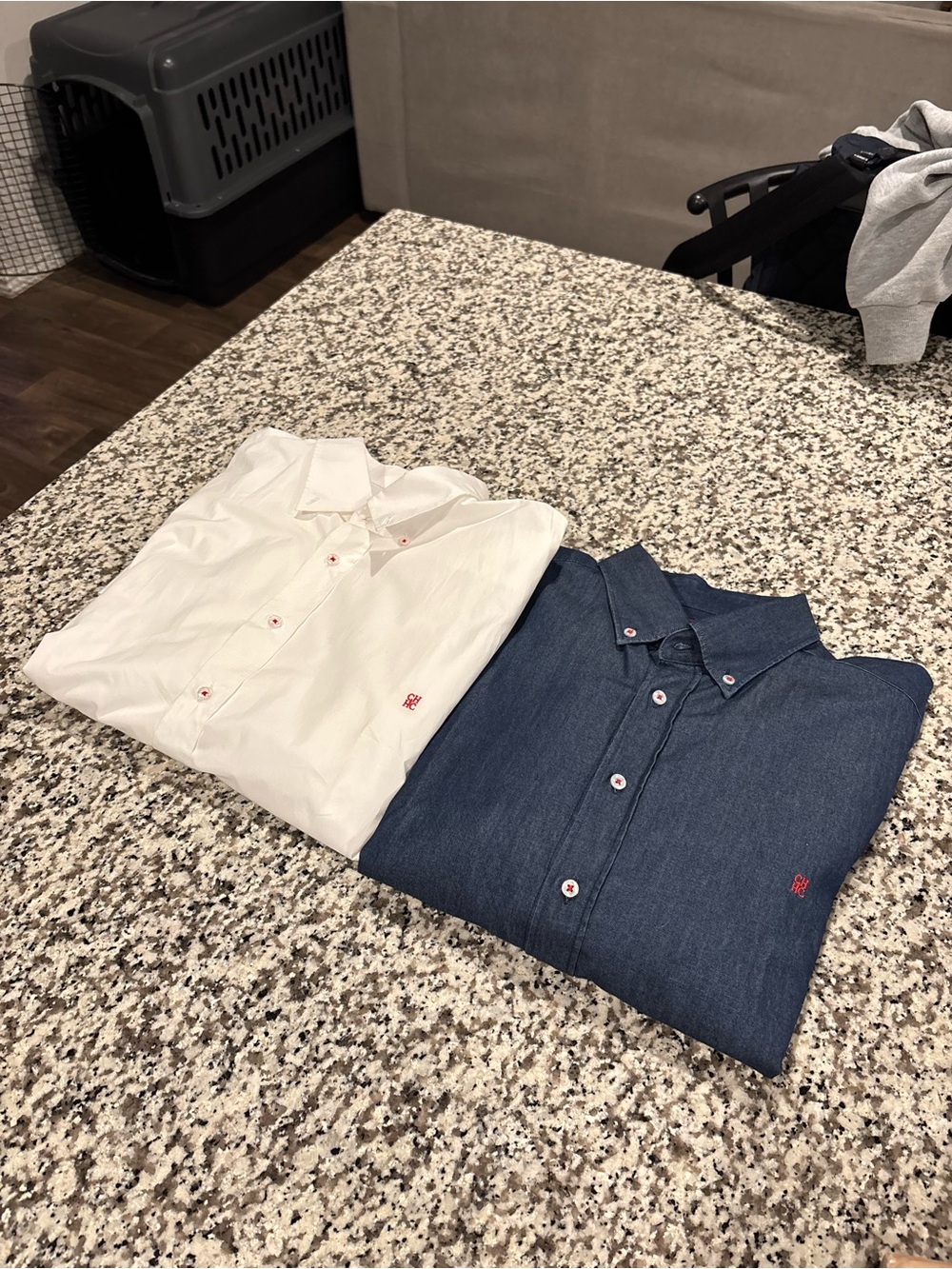 Carolina Herrera Men’s Button Down Bundle | White & Blue | XL’s